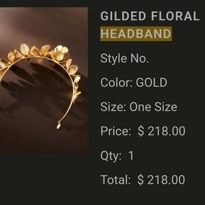 Anthropologie Gold Floral Headband